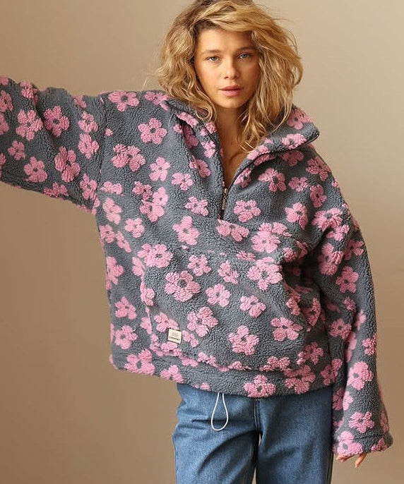 Sherpa Trui "Magdalena" – Boho Bloemen