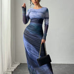 Robe Longue "Friederike" – Imprimé & Manches Longues