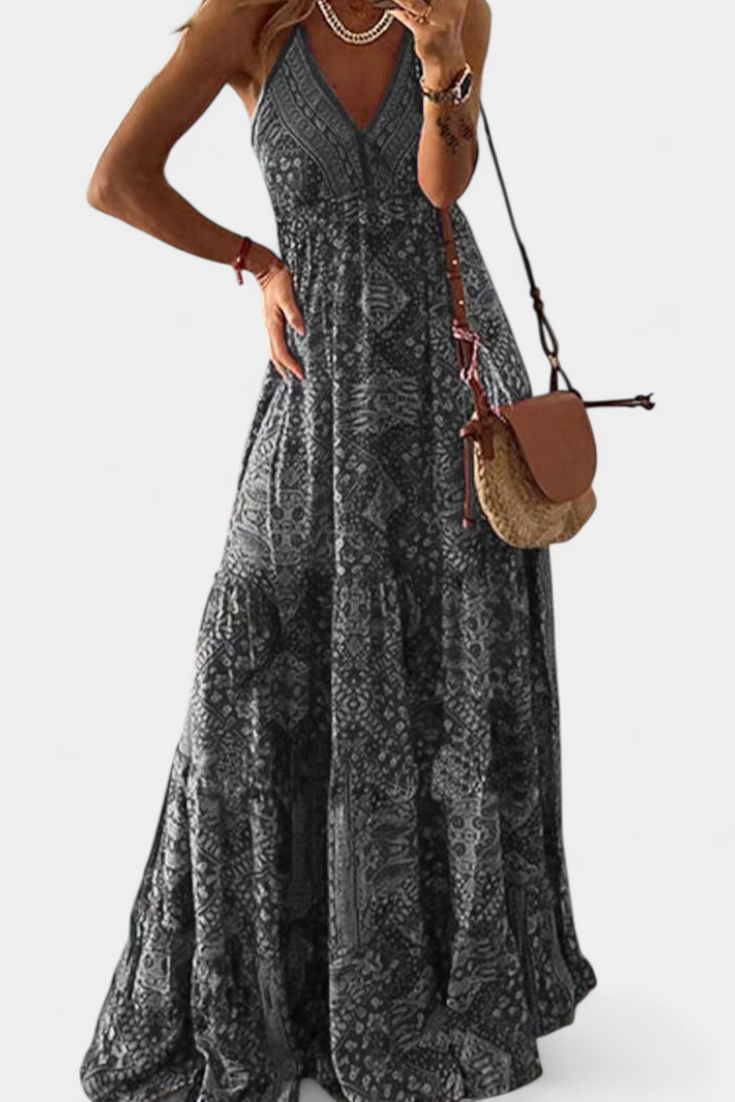 Robe Fleurie "Emmi" – Maxi à Fines Bretelles