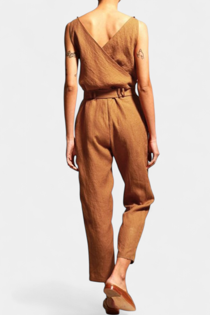 Katoenen Jumpsuit "Juliane" – Mouwloos met V-hals