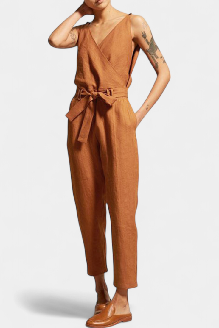 Katoenen Jumpsuit "Juliane" – Mouwloos met V-hals