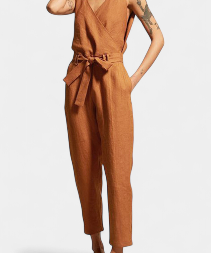 Katoenen Jumpsuit "Juliane" – Mouwloos met V-hals