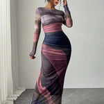 Robe Longue "Friederike" – Imprimé & Manches Longues