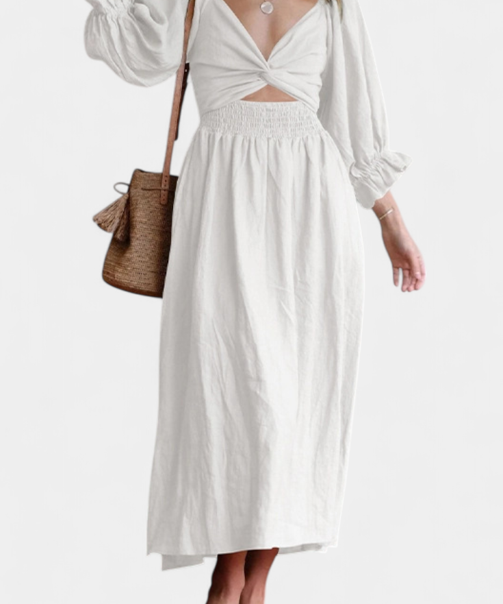 Robe "Petra" – Deux Volants & Manches Bouffantes