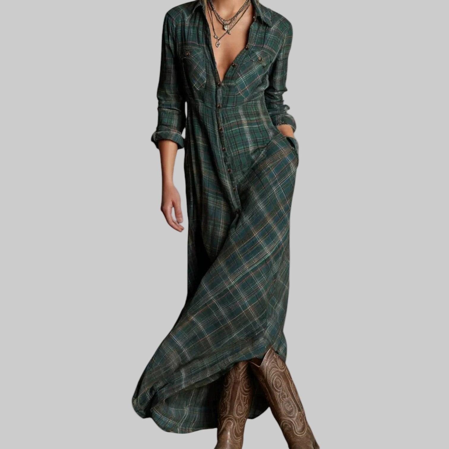 Maxi Hemdkleed "Monika" – Ruiten