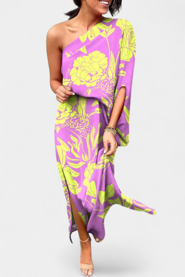 Robe Une Épaule "Heidi" – Dégradé de Couleurs