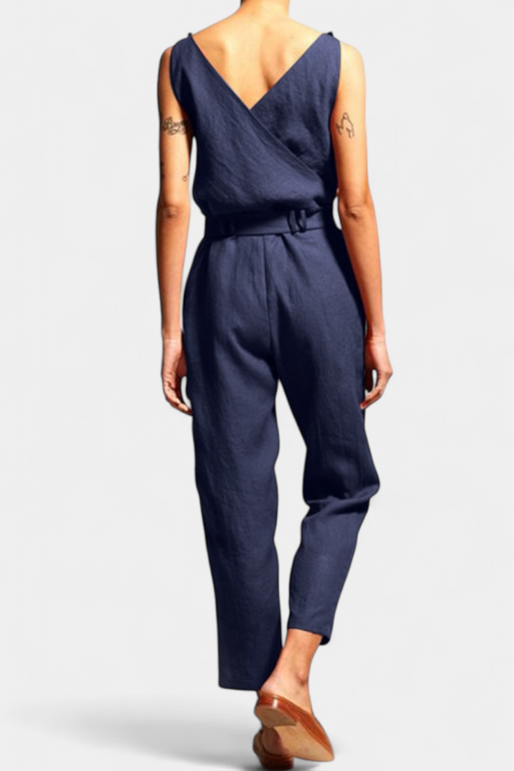 Katoenen Jumpsuit "Juliane" – Mouwloos met V-hals