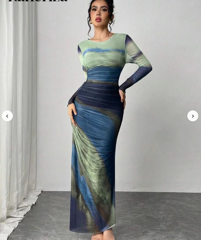 Robe Longue "Friederike" – Imprimé & Manches Longues