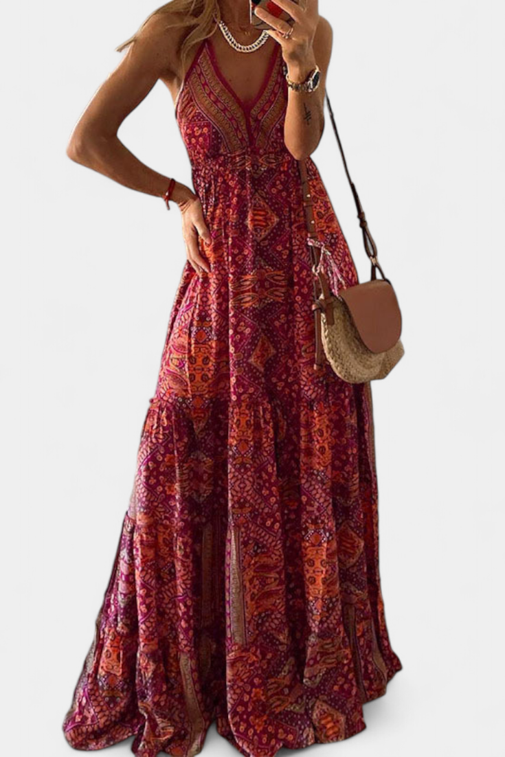 Robe Fleurie "Emmi" – Maxi à Fines Bretelles