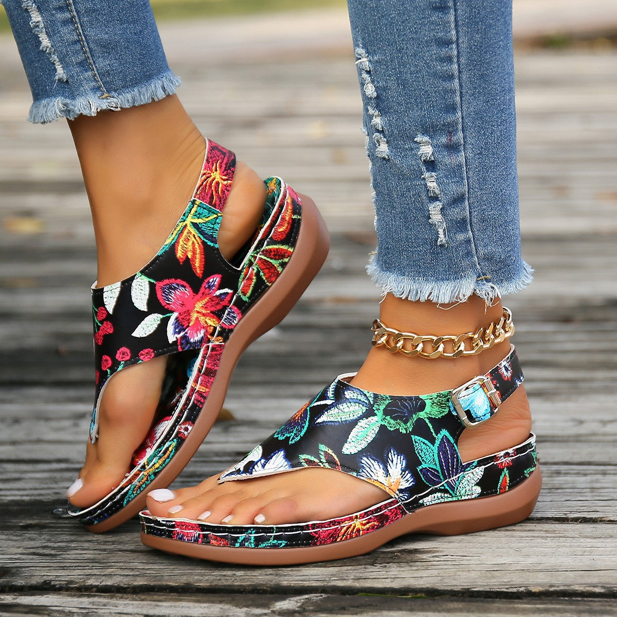 Orthopedische Sandalen "Flow" – Floraal Design