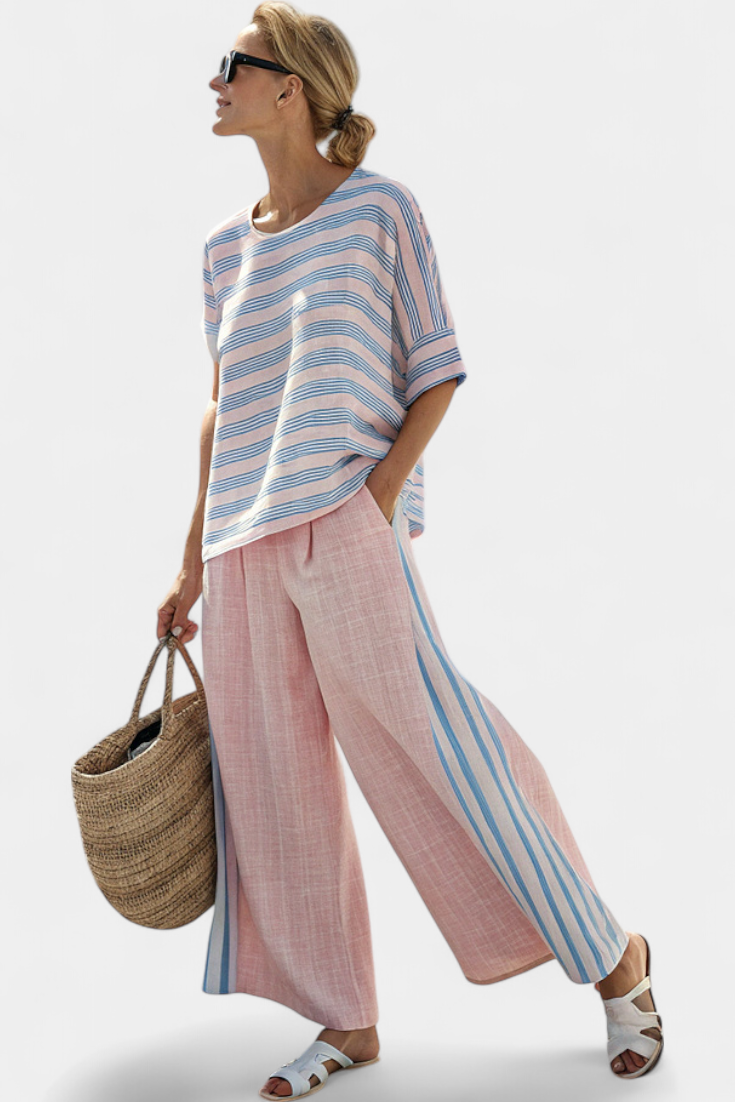 Ensemble "Bettina" – Lin de Bambou Rose