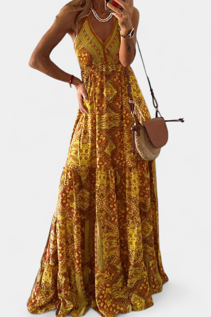 Robe Fleurie "Emmi" – Maxi à Fines Bretelles