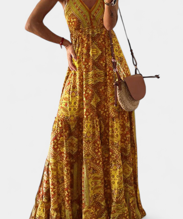 Robe Fleurie "Emmi" – Maxi à Fines Bretelles