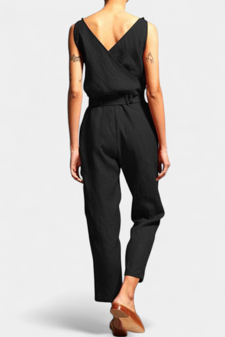 Katoenen Jumpsuit "Juliane" – Mouwloos met V-hals