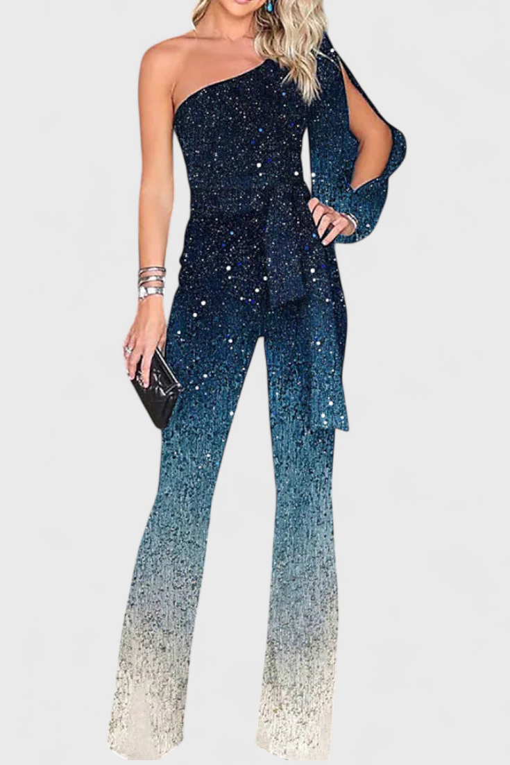 Asymmetrische Jumpsuit "Johanna" – Glitter Kleurverloop