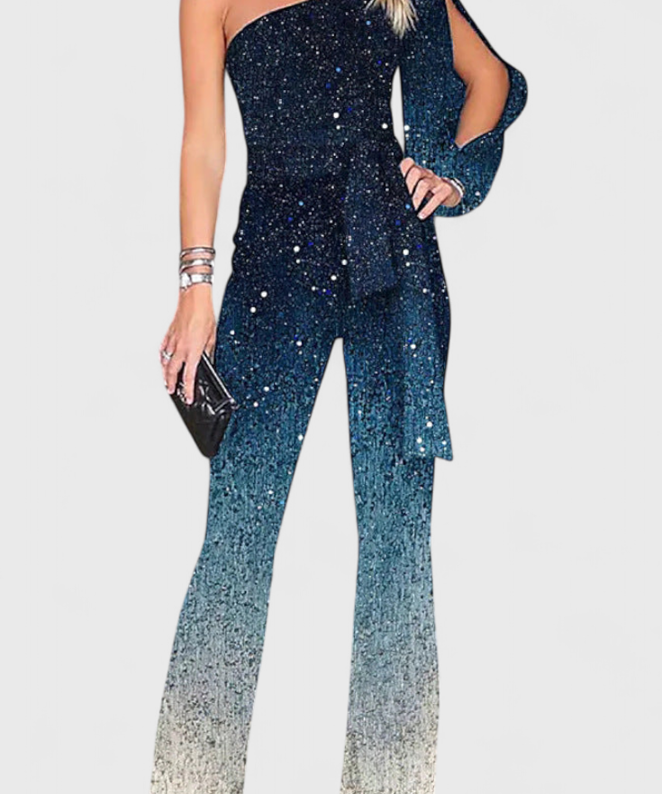 Asymmetrische Jumpsuit "Johanna" – Glitter Kleurverloop