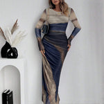 Robe Longue "Friederike" – Imprimé & Manches Longues