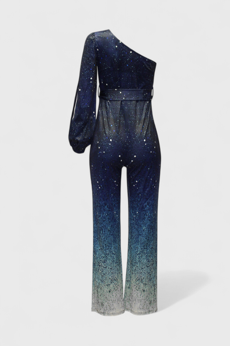 Asymmetrische Jumpsuit "Johanna" – Glitter Kleurverloop