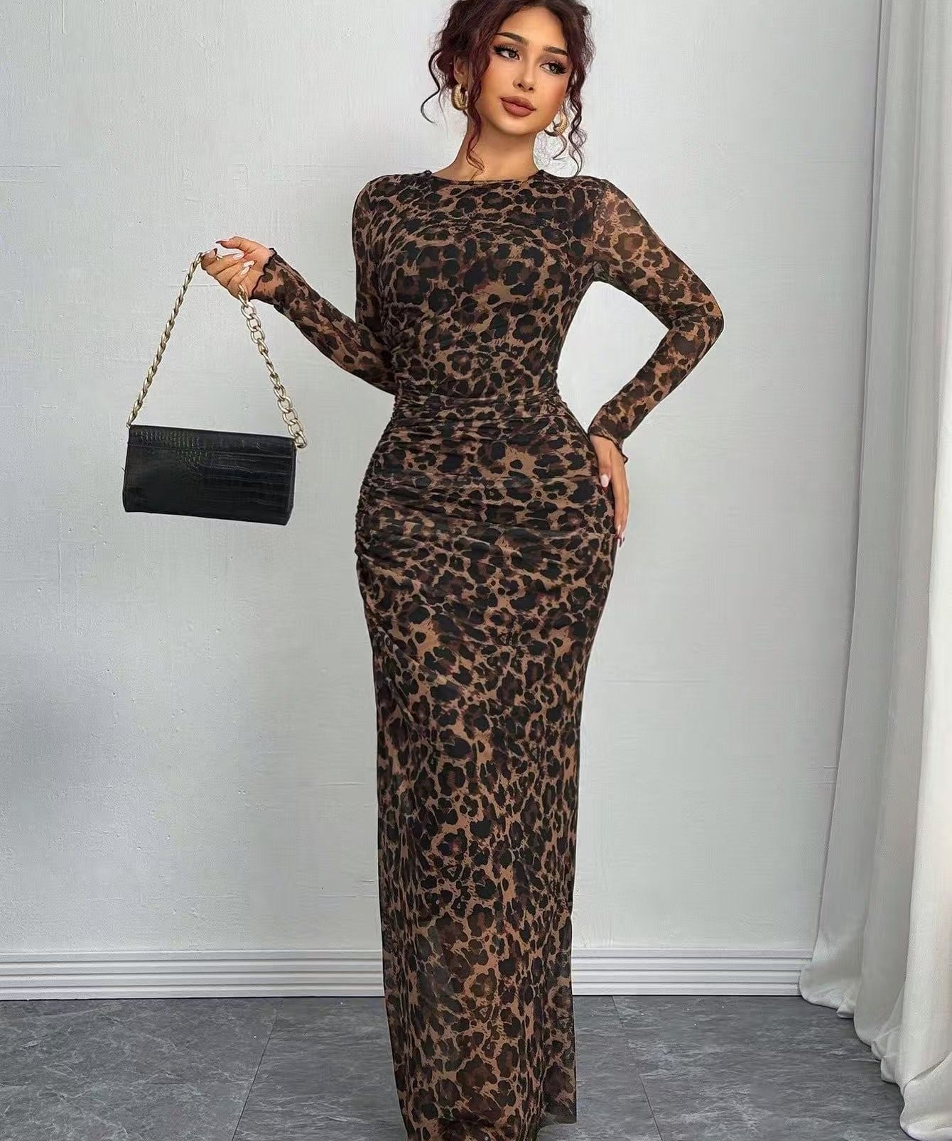 Robe Longue "Friederike" – Imprimé & Manches Longues