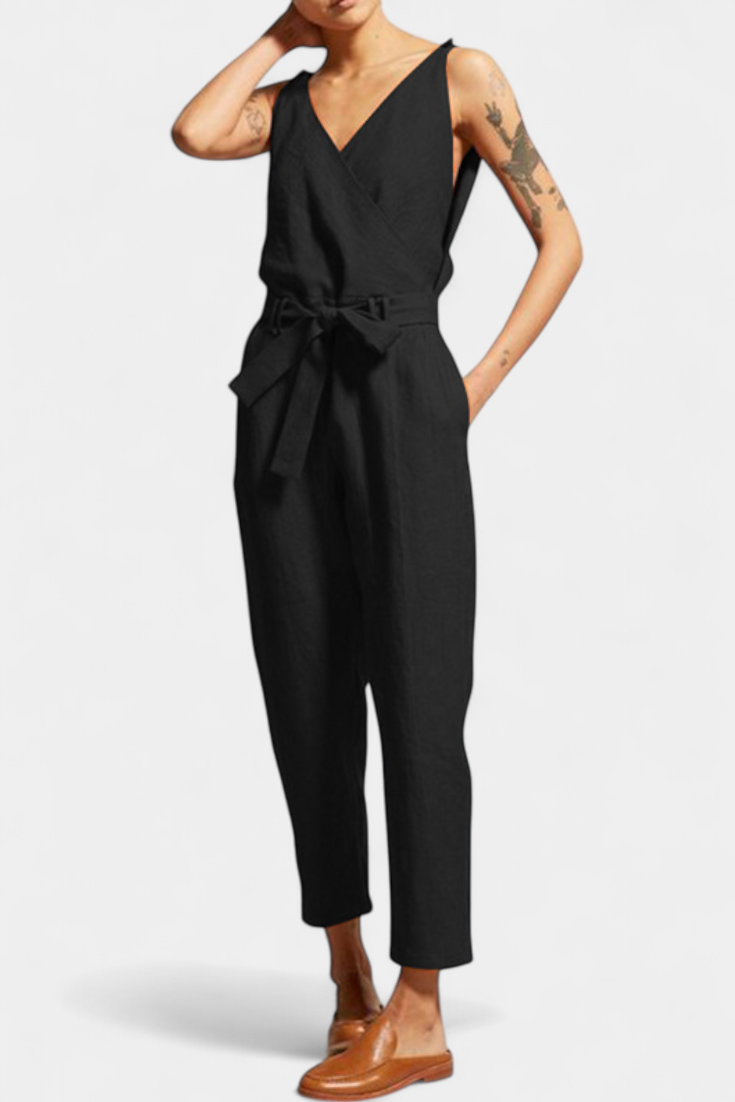 Katoenen Jumpsuit "Juliane" – Mouwloos met V-hals