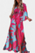 Robe Longue "Ida" – Imprimé Arc-en-ciel, Col en V