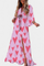 Robe Longue "Ida" – Imprimé Arc-en-ciel, Col en V