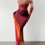 Robe Longue "Friederike" – Imprimé & Manches Longues