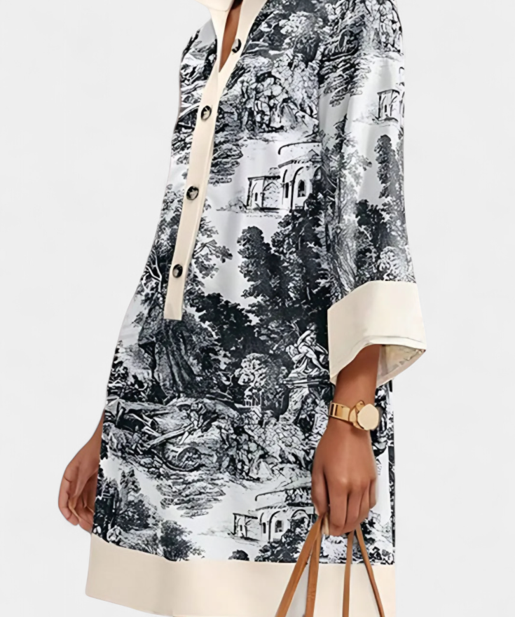 Robe "Wilma" – Paysages Toile de Jouy
