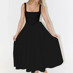 Robe "Anja" – Encolure Carrée & Jupe Évasée