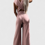 Jumpsuit "Lena" – Gekruiste Rug & Wijde Pijpen