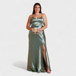 Robe longue en satin "Laura" – Décolleté cœur