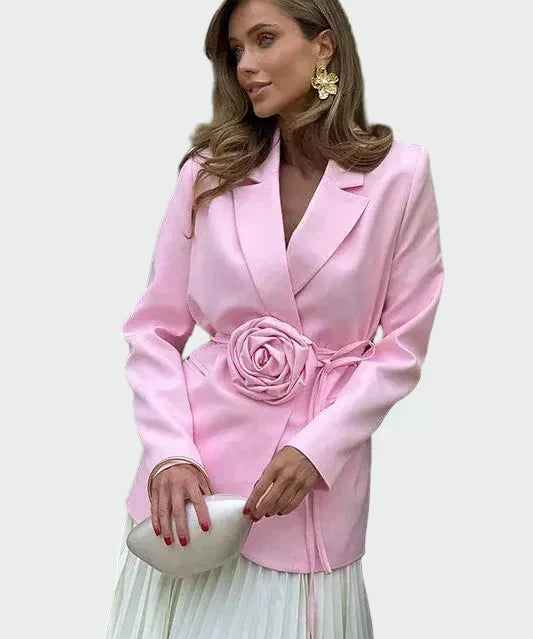 Blazer cintré – Rayure rose