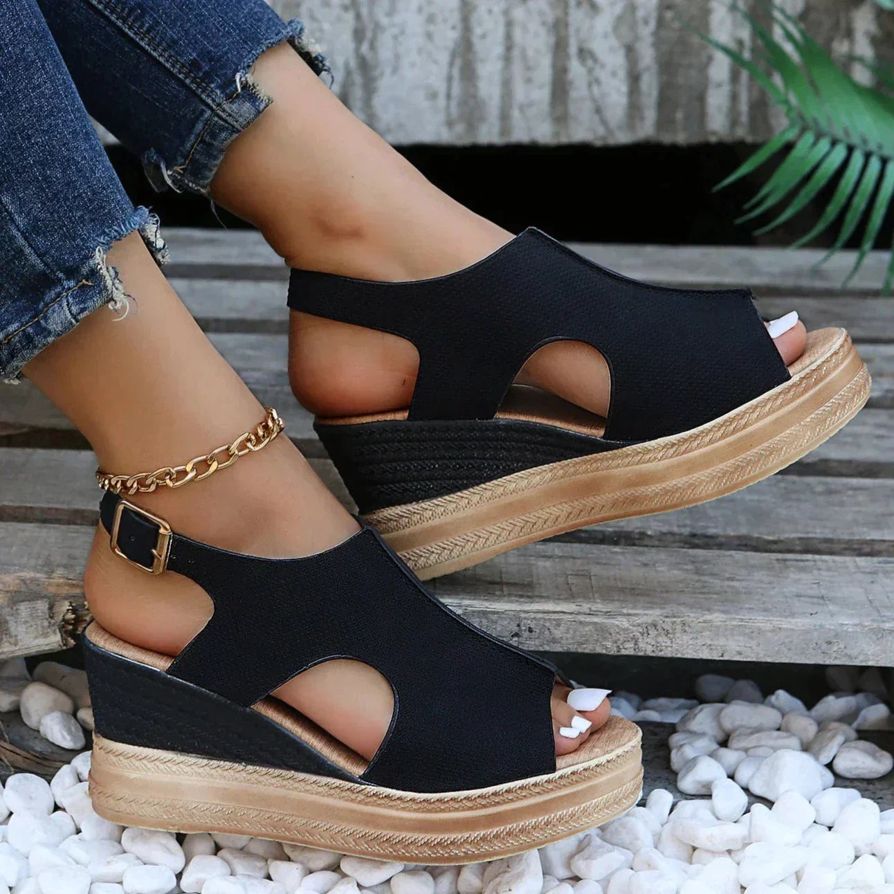 Sleehaksandalen "Lotta" – Metallic Glans