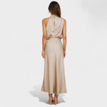 Robe en satin "Antonia" – Col montant