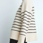 Pull "Hannah" – Baggy Rayé Beige
