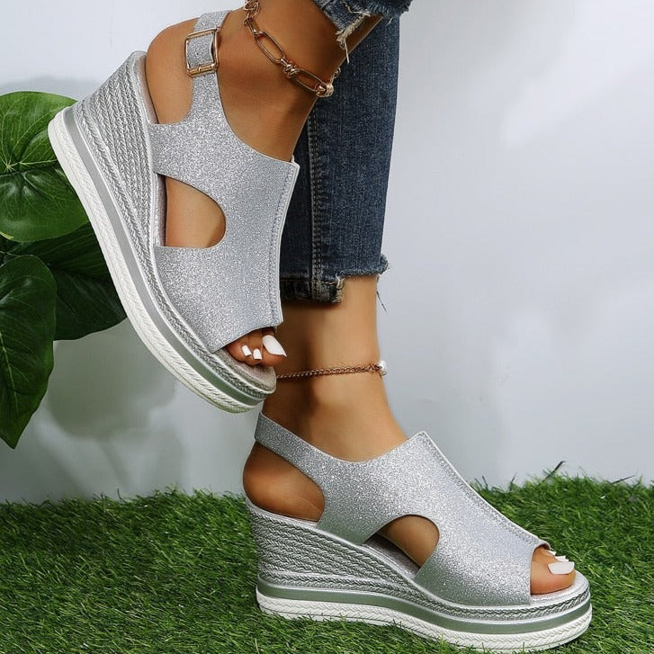 Sleehaksandalen "Lotta" – Metallic Glans