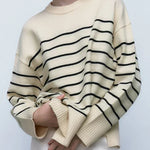 Pull "Hannah" – Baggy Rayé Beige
