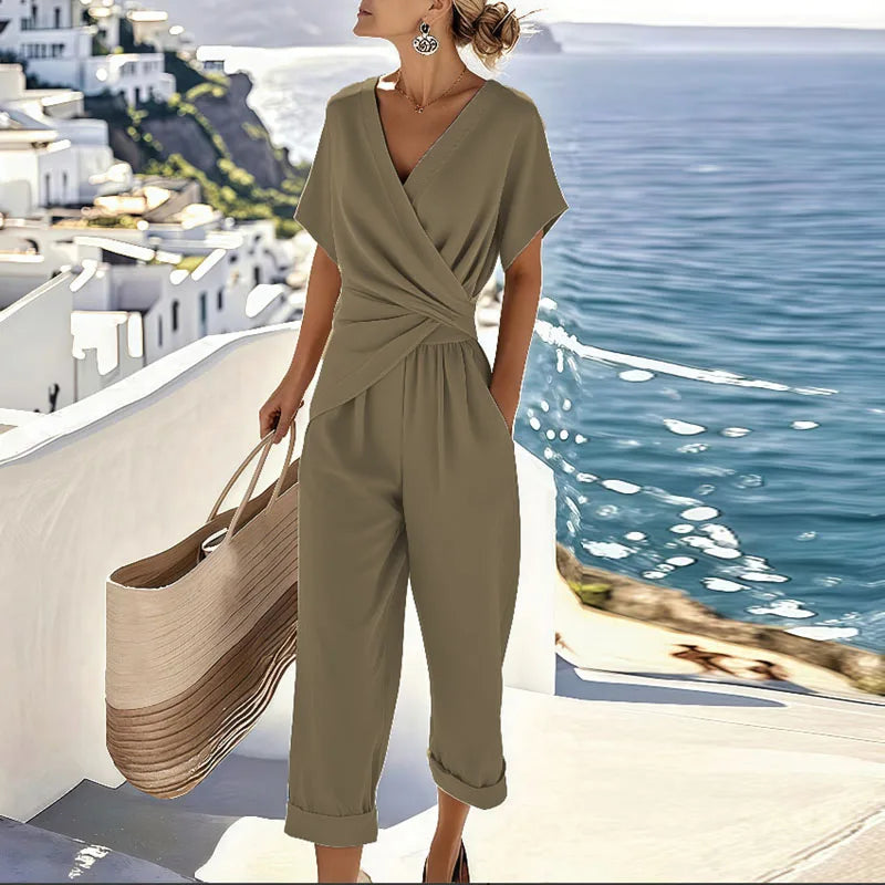 Tweedelige Set "Thea" – Wikkeltop & Cropped Broek