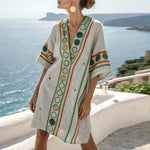 Robe de Plage "Thea" – Vert & Orange