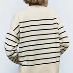 Pull "Hannah" – Baggy Rayé Beige