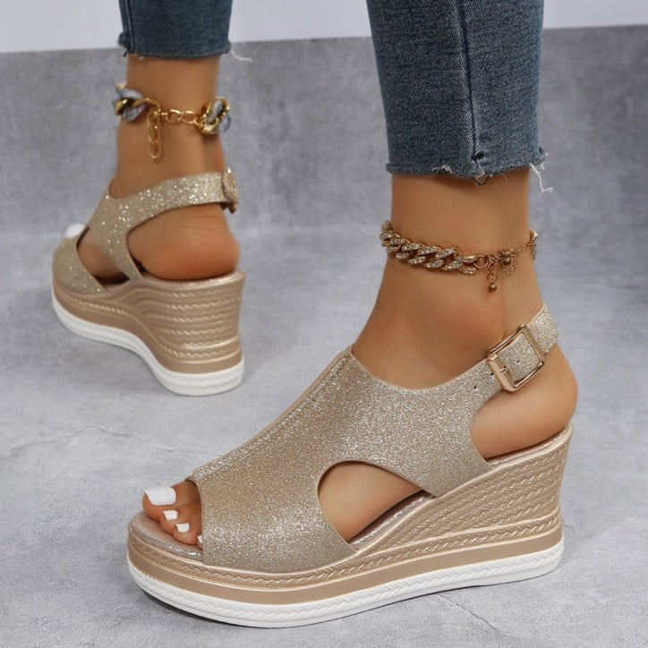 Sleehaksandalen "Lotta" – Metallic Glans