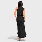 Robe en satin "Antonia" – Col montant