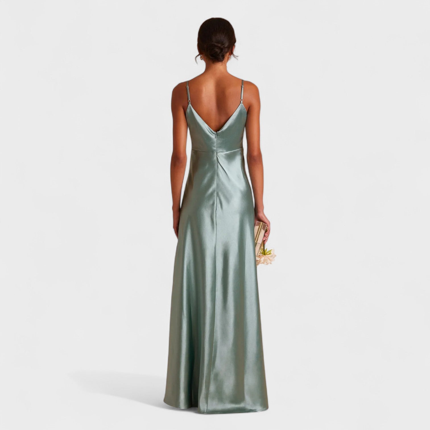 Robe longue en satin "Laura" – Décolleté cœur