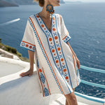 Robe de Plage "Christina" – Bleu clair & Orange
