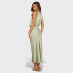 Robe en satin "Antonia" – Col montant