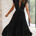 Robe Plissée "Eva" – Élégante à Col en V