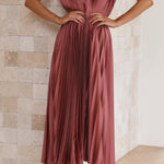 Robe Plissée "Eva" – Élégante à Col en V