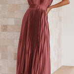 Robe Plissée "Eva" – Élégante à Col en V