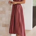 Robe Plissée "Eva" – Élégante à Col en V