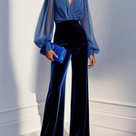 Jumpsuit "Rosa" – Blauw met V-Hals